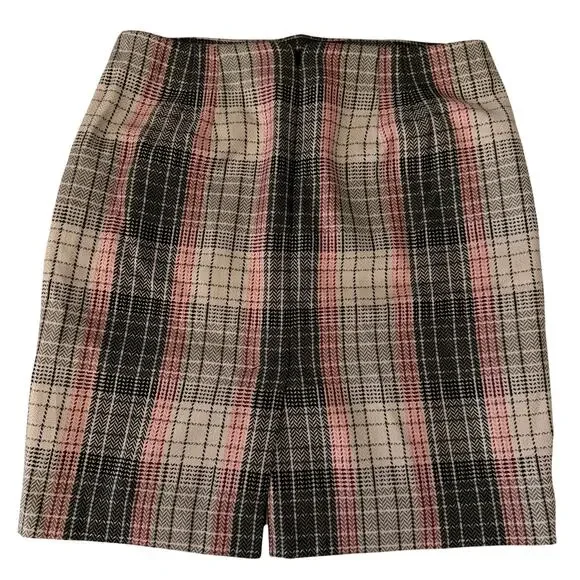 Talbots White/Gray/Red/Pink, Wool Plaid, Lined, Knee Length Pencil Skirt NWT- 14 - Picture 2 of 10